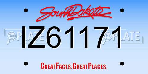 IZ61171 South Dakota License Plate