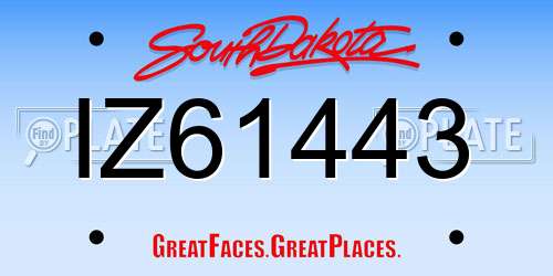 IZ61443 South Dakota License Plate