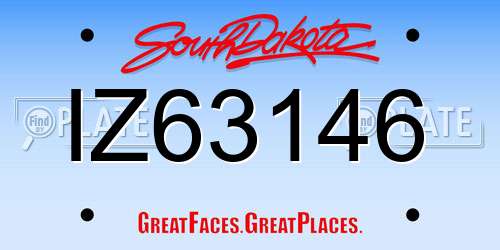 IZ63146 South Dakota License Plate