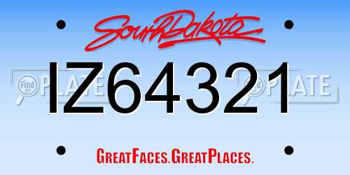 IZ64321 South Dakota License Plate