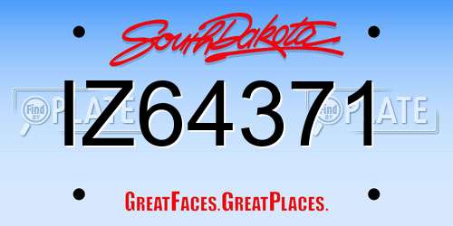 IZ64371 South Dakota License Plate