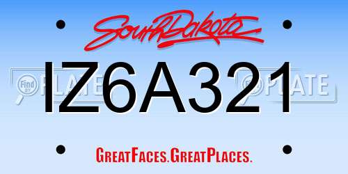 IZ6A321 South Dakota License Plate
