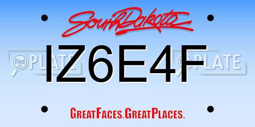 IZ6E4F South Dakota License Plate