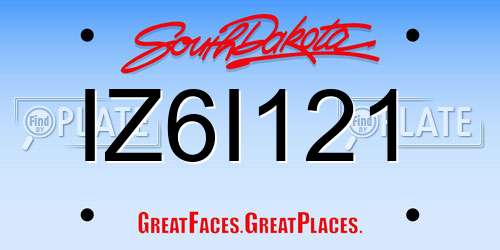 IZ6I121 South Dakota License Plate