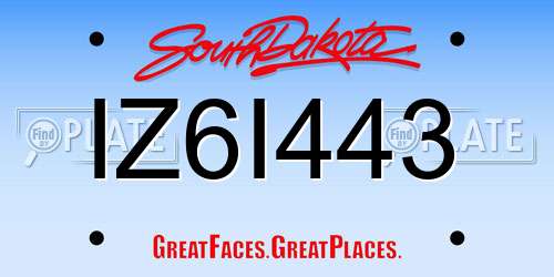 IZ6I443 South Dakota License Plate