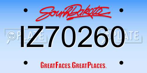 IZ70260 South Dakota License Plate