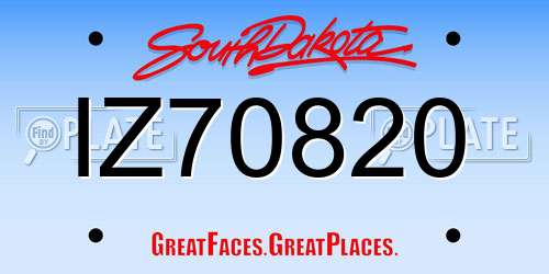 IZ70820 South Dakota License Plate