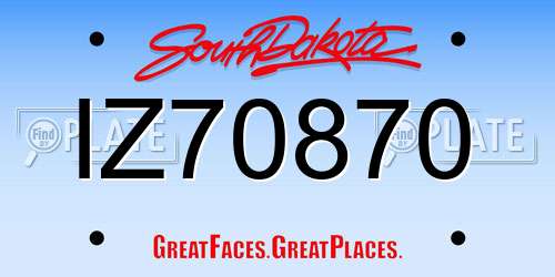 IZ70870 South Dakota License Plate
