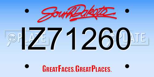 IZ71260 South Dakota License Plate