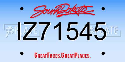 IZ71545 South Dakota License Plate