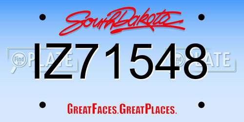 IZ71548 South Dakota License Plate