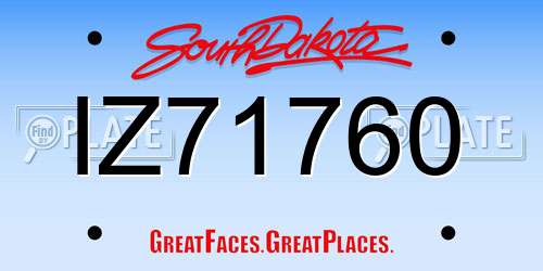 IZ71760 South Dakota License Plate