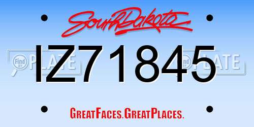 IZ71845 South Dakota License Plate