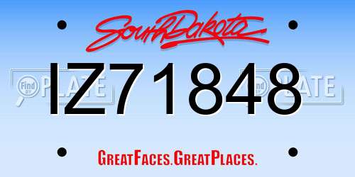 IZ71848 South Dakota License Plate