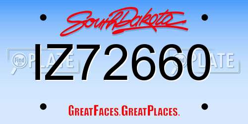 IZ72660 South Dakota License Plate