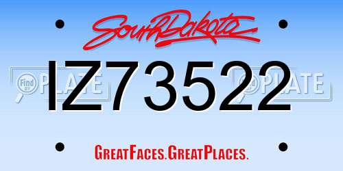 IZ73522 South Dakota License Plate