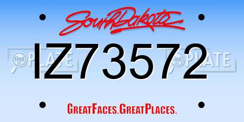 IZ73572 South Dakota License Plate