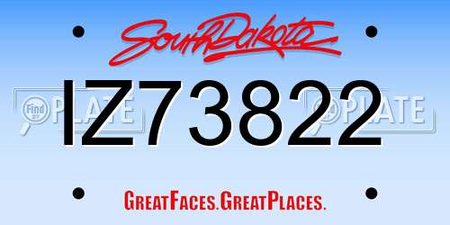 IZ73822 South Dakota License Plate