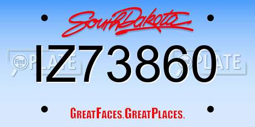 IZ73860 South Dakota License Plate