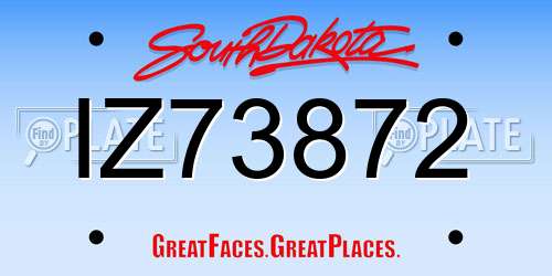 IZ73872 South Dakota License Plate