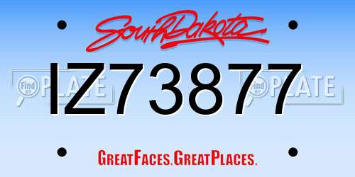 IZ73877 South Dakota License Plate
