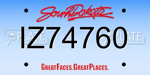 IZ74760 South Dakota License Plate