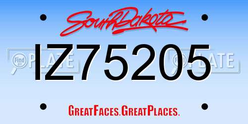 IZ75205 South Dakota License Plate