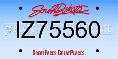 IZ75560 South Dakota License Plate