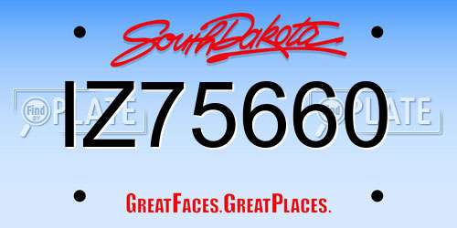 IZ75660 South Dakota License Plate