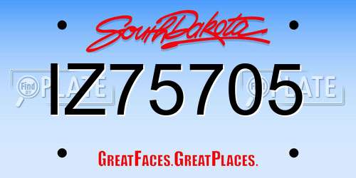 IZ75705 South Dakota License Plate