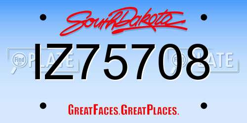 IZ75708 South Dakota License Plate