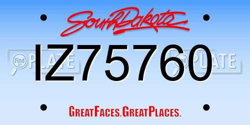 IZ75760 South Dakota License Plate
