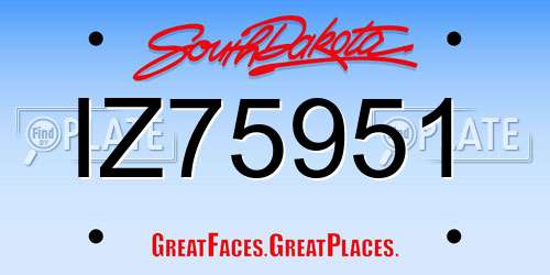 IZ75951 South Dakota License Plate