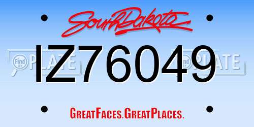 IZ76049 South Dakota License Plate
