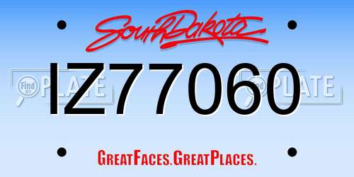 IZ77060 South Dakota License Plate