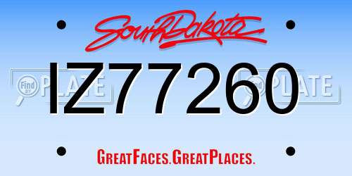 IZ77260 South Dakota License Plate