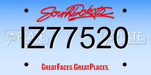 IZ77520 South Dakota License Plate