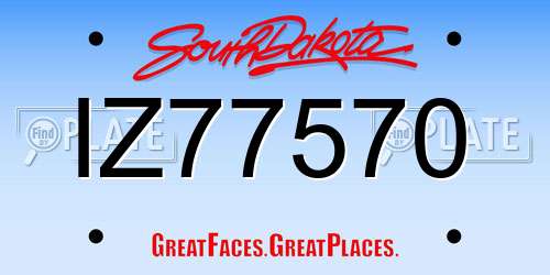 IZ77570 South Dakota License Plate