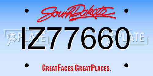 IZ77660 South Dakota License Plate