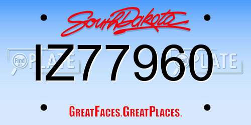 IZ77960 South Dakota License Plate