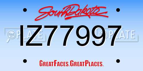 IZ77997 South Dakota License Plate