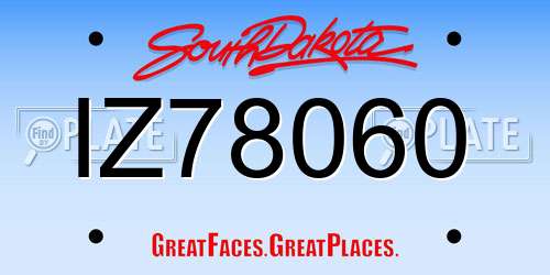 IZ78060 South Dakota License Plate