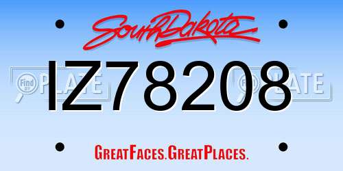 IZ78208 South Dakota License Plate