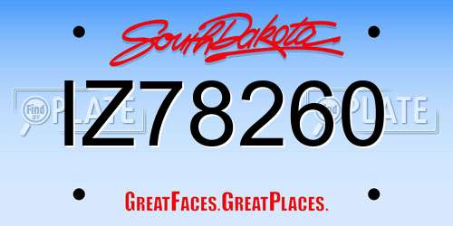 IZ78260 South Dakota License Plate
