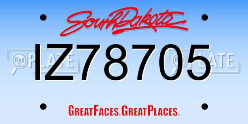 IZ78705 South Dakota License Plate