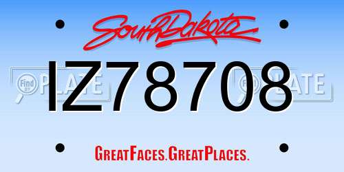 IZ78708 South Dakota License Plate