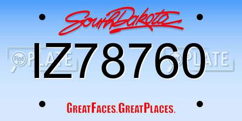 IZ78760 South Dakota License Plate