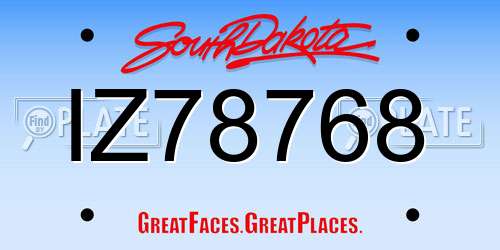 IZ78768 South Dakota License Plate