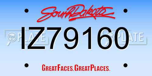 IZ79160 South Dakota License Plate