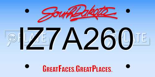IZ7A260 South Dakota License Plate
